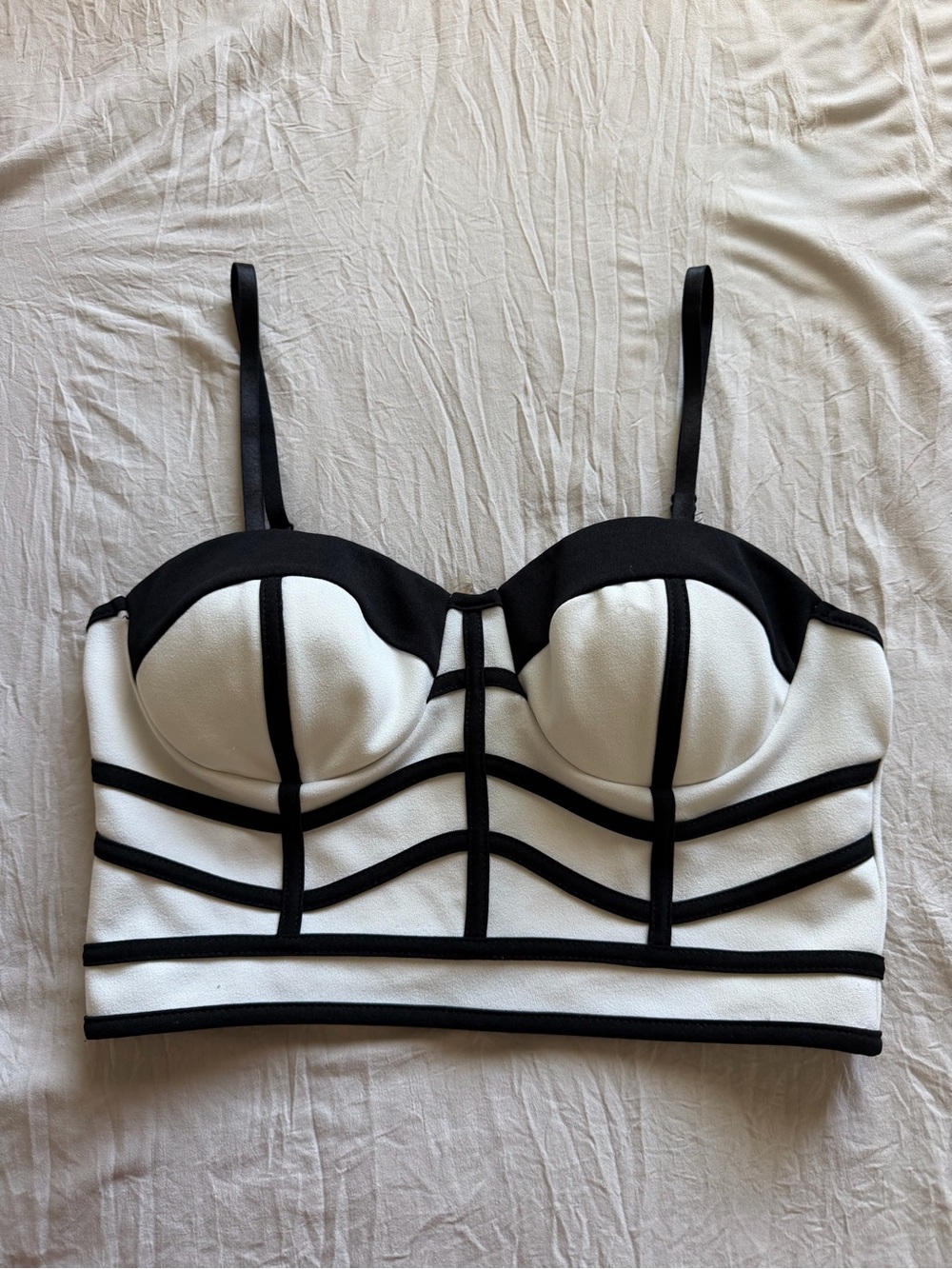 Entry Black and White Structured Bandeau‎ Bustier